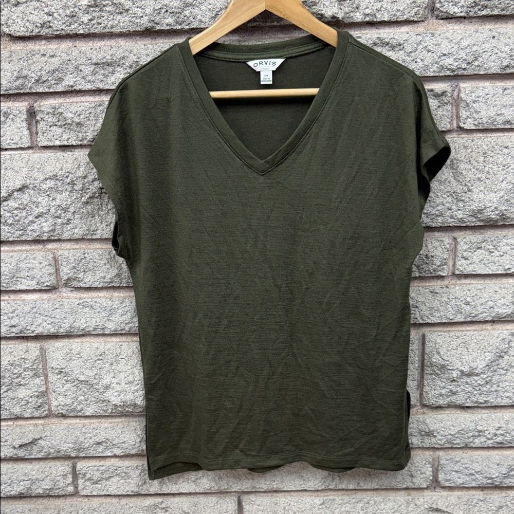 Orvis Women's Dark Green V-Neck Tee